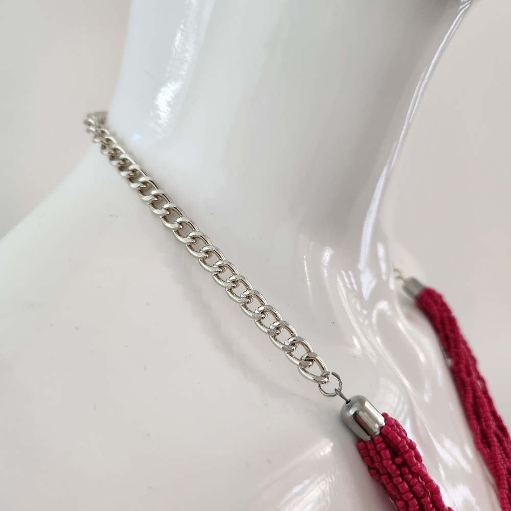 NWT Paparazzi Pink Beaded Statement Necklace & Earring Set - Picture 7 of 14